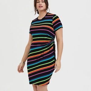 Torrid Black and Rainbow Stripe T-Shirt Dress